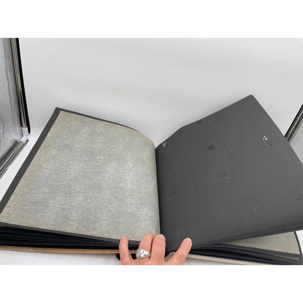 Vintage Baby In Red Photo Album  27 Black Pages & Vellum Inserts Used Linen Spin - Picture 3 of 12